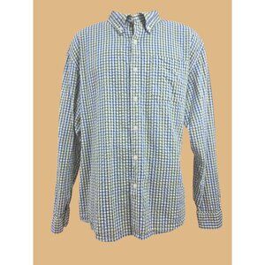 L.L. Bean Mens Traditional Fit Check Seersucker Shirt Large Organic Cotton